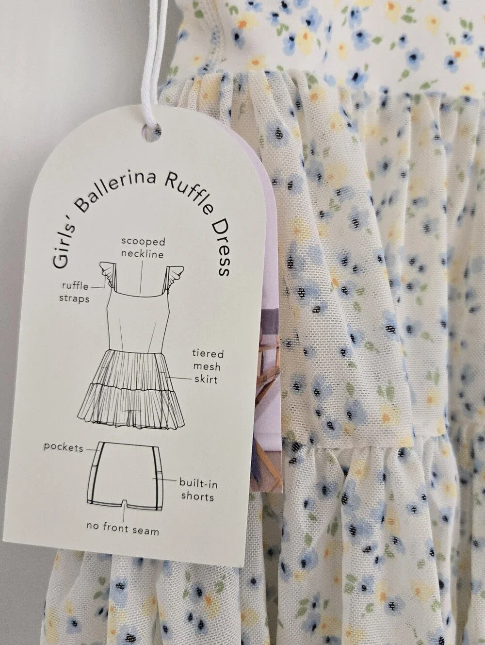 NWT Blogilates Girls' Mommy & Me Ballerina Ruffle Dress - White Floral Print
